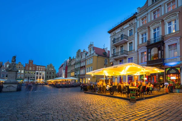 Poznaň Polsko Září 2018 Architektura Hlavního Náměstí Poznani Soumraku Polsko — Stock fotografie