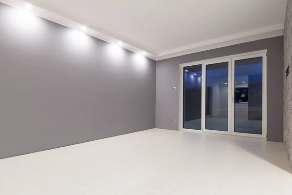 Sala Estar Con Suelo Laminado Nuevo Pared Decorativa — Foto de Stock