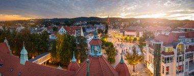 Panorama of the main square in Sopot city at sunset, Poland clipart