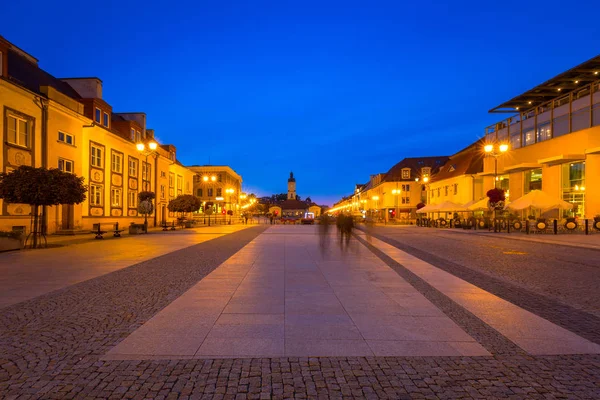 Kosciusko Main Square Dengan Balai Kota Bialystok Malam Hari Polandia — Stok Foto