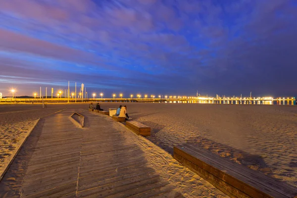 Muelle Sopot Junto Muelle Del Mar Báltico Atardecer Polonia — Foto de Stock