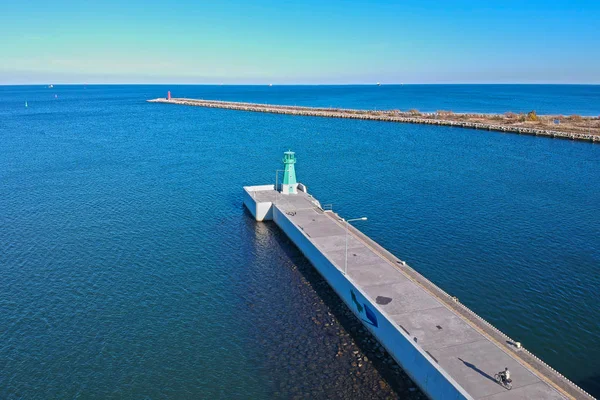 Phare Brise Lames Mer Baltique Gdansk Pologne — Photo