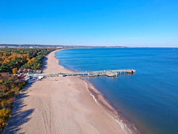 Балтійське Море Пристані Гданську Brzezno Осінь Польща — стокове фото