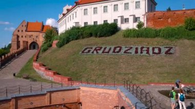 Polonya Wisla River'daki Grudziadz havadan görünümü