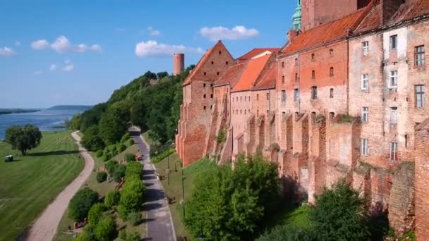 Grudziadz Lengyelország Wisla Folyó Utcarészlet — Stock videók