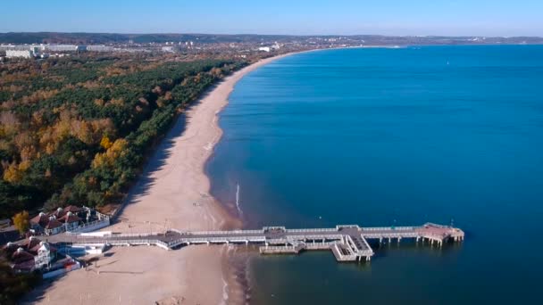 Morze Bałtyckie Molo Gdańsku Brzeźnie Jesieni Polska — Wideo stockowe