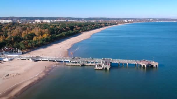 Baltic Sea Pier Gdansk Brzezno Autumn Poland — Stock Video