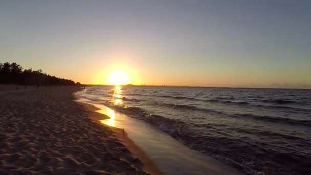 Zachód Słońca Ovet Plaży Nad Morzem Bałtyckim Polsce — Wideo stockowe