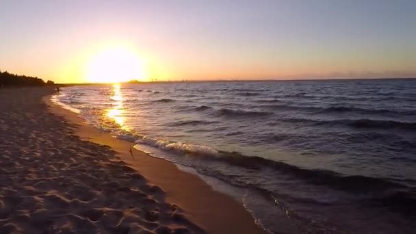 Sunset Ovet Praia Mar Báltico Polônia — Vídeo de Stock