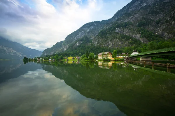 Krajobraz Jeziora Grundlsee Góry Alpy Austria — Zdjęcie stockowe