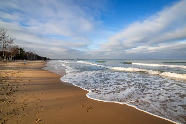 Playa Del Mar Báltico Tiempo Tormentoso Polonia — Foto de Stock