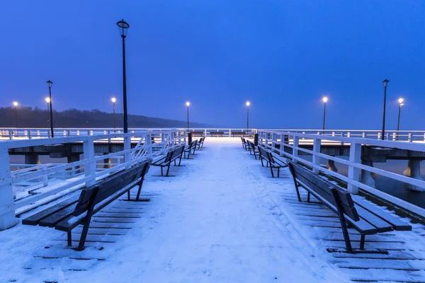 Jetée Gelée Mer Baltique Gdansk Pologne — Photo