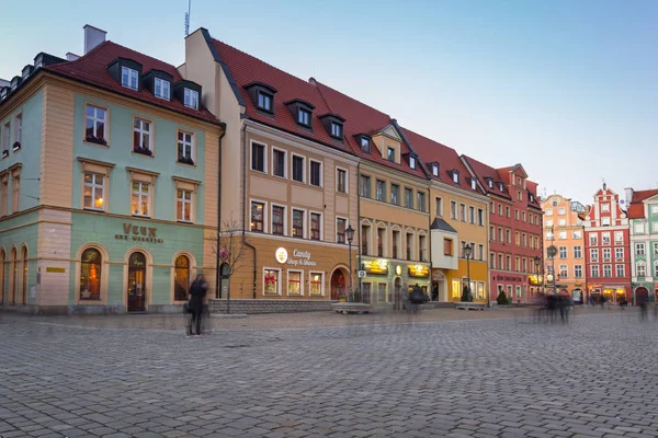 Wroclaw Poland December 2016 Architecture Market Square Wroclaw Dusk Poland — Stock Photo, Image