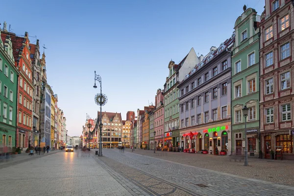 Wroclaw Polónia Dezembro 2016 Arquitetura Praça Mercado Wroclaw Entardecer Polônia — Fotografia de Stock