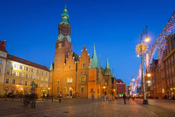 Wroclaw Poland December 2016 Architecture Market Square Wroclaw Dusk Poland — Stock Photo, Image
