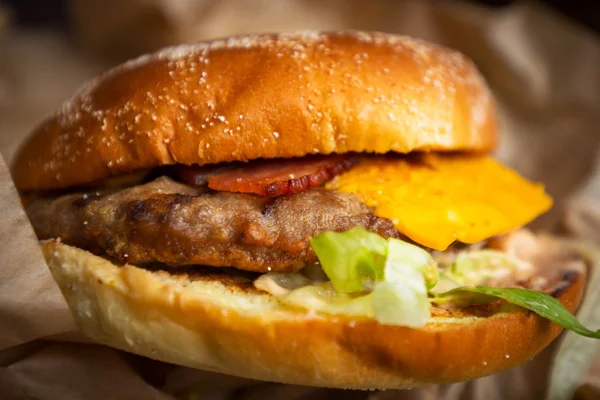 Tasty Hamburger Grilled Beef — Stock Photo, Image