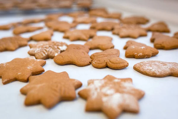 クリスマスのための焼きたてのジンジャーブレッドのクッキー — ストック写真