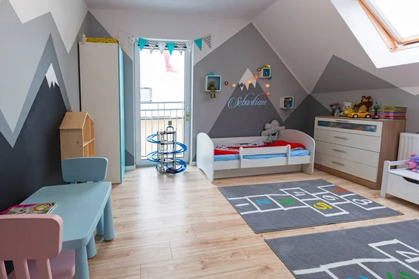 Quarto Moderno Para Menino Menina Com Móveis Brinquedos — Fotografia de Stock