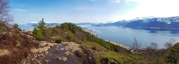 Panorama West Norway Coastline Sukkertoppen Hill — Stock Photo, Image