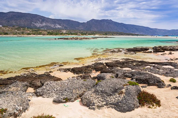 Elafonissi Strand Mit Rosa Sand Auf Beton Griechenland — Stockfoto