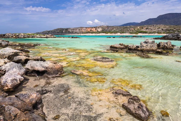 Elafonissi Strand Med Rosa Sand Kreta Grekland — Stockfoto