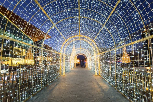 Архітектури Старого Міста Гданську Сутінках Різдвяних Вогнів Польща — стокове фото