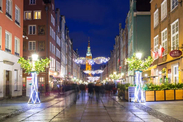 Gdansk Lengyelország Decemberében 2018 Építészet Régi Város Gdansk Alkonyatkor Karácsonyi — Stock Fotó