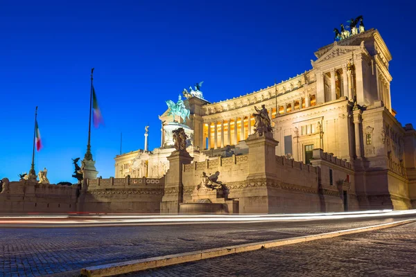 Arquitetura Monumento Vittorio Emanuele Roma Noite Itália — Fotografia de Stock