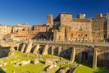 Roma, İtalya 'daki Trajan Forumunun Harabeleri