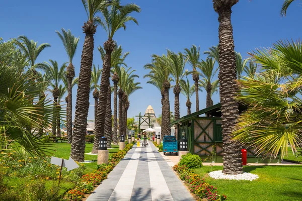 土耳其一侧 2018年6月7日 土耳其一侧附近的 Pegasos 世界度假村美丽的花园区 佩加索斯世界酒店是一家四星级度假酒店 拥有9600平方米的泳池面积 — 图库照片