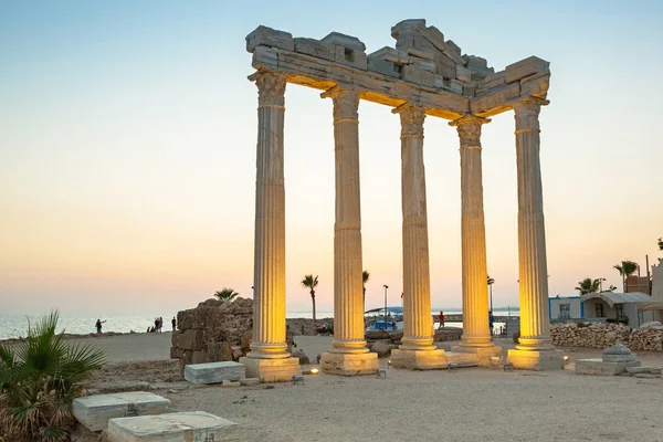 Apollons Tempel Side Solnedgången Turkiet — Stockfoto