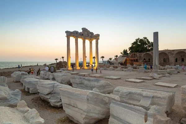 Temple Apollon Side Coucher Soleil Turquie — Photo