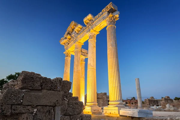 Apollons Tempel Side Skymningen Turkiet — Stockfoto