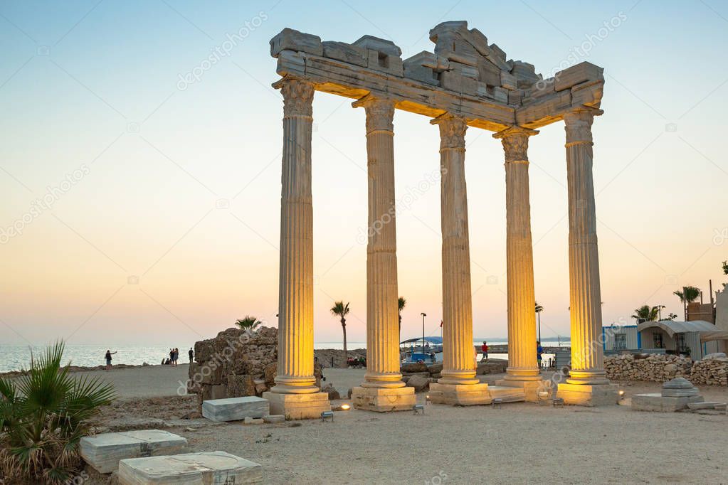 The Temple of Apollo in Side at sunset, Turkey