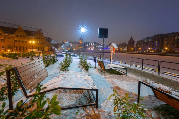 Cidade Inverno Gdansk Entardecer Polônia — Fotografia de Stock