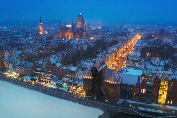 Vista Aérea Gdansk Atardecer Paisaje Invierno Polonia —  Fotos de Stock