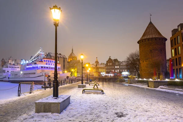 Gdansk Polonya Ocak 2019 Kış Motlawa River Polonya Gdansk Eski — Stok fotoğraf