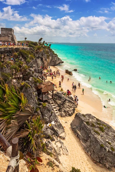 Schöner Strand Von Tulum Karibischen Meer Mexiko — Stockfoto