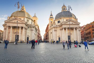 Rome, İtalya - 9 Ocak 2019: Mimarisi, Piazza del Popolo Roma, İtalya