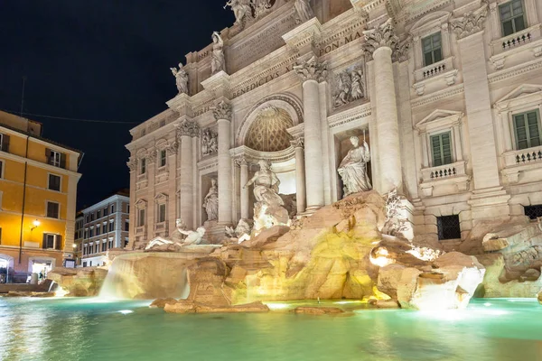 Vacker Arkitektur Fontana Trevi Rom Natten Italien — Stockfoto