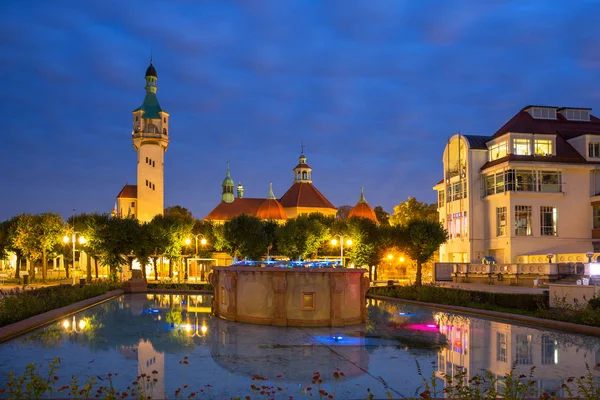 Faro Presso Molo Baltico Sopot Tramonto Polonia — Foto Stock