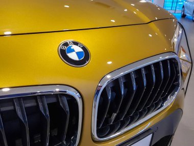 Gdansk, Polonya - 8 Şubat 2019: Araba showroom Gdansk, Polonya'nın Bmw logosunu görmeniz gerekir. Bir Alman otomobil, motosiklet ve 1916 yılında kurulan şirket üretim motor BMW olduğunu