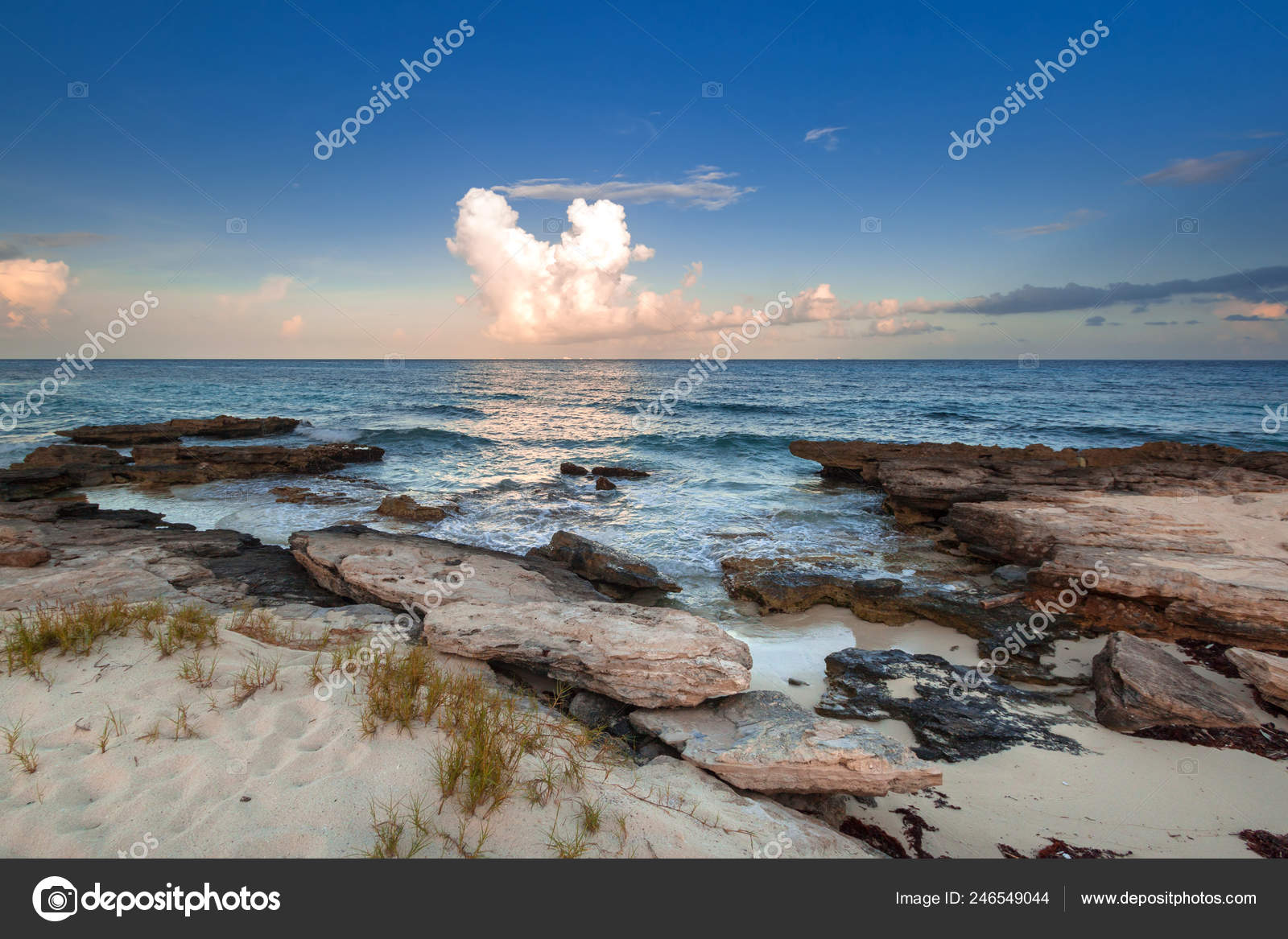 Paysages Côte Mer Des Caraïbes Près Playa Del Carmen Coucher