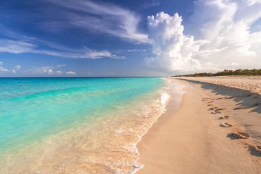 Beautiful Caribbean Sea beach in Playa del Carmen, Mexico clipart