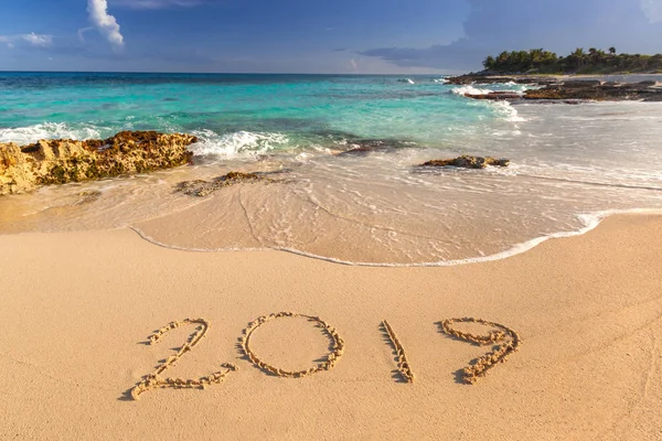 2019 Год Пляже Карибского Моря Мексике — стоковое фото