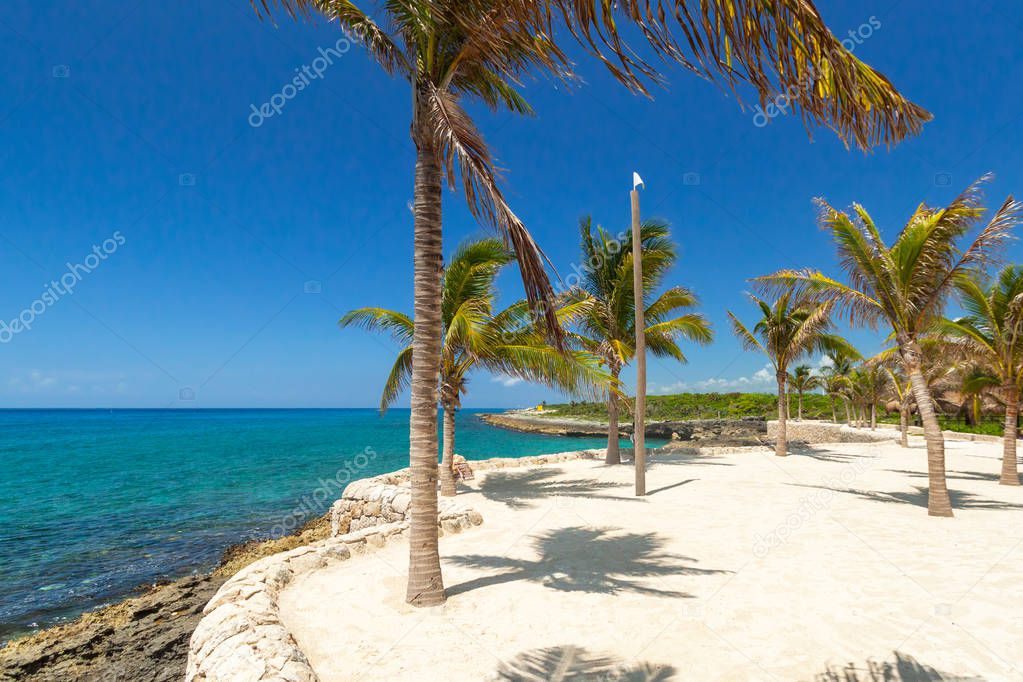 Beautiful beach at Caribbean sea in Yucatan, Mexico