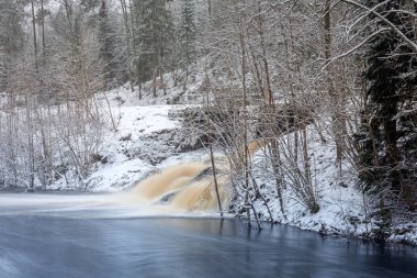 Vahşi Morrum nehirde karlı kış, İsveç