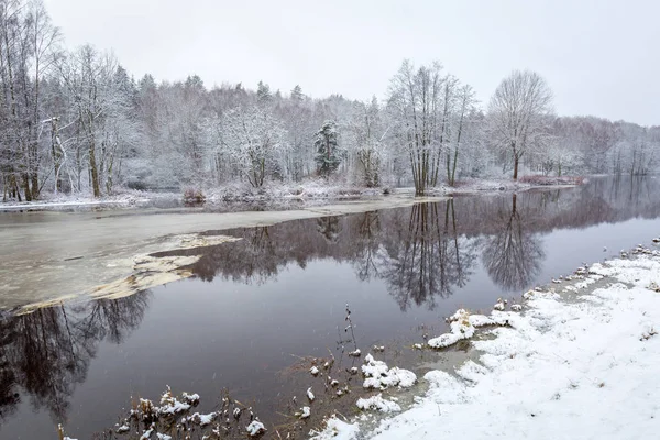 Morrum Folyó Havas Téli Táj Svédország — Stock Fotó