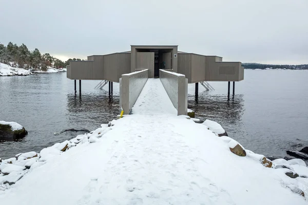 Sauna Legno Sulla Costa Del Mar Baltico Svezia — Foto Stock