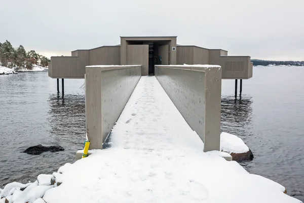 Sauna Legno Sulla Costa Del Mar Baltico Svezia — Foto Stock